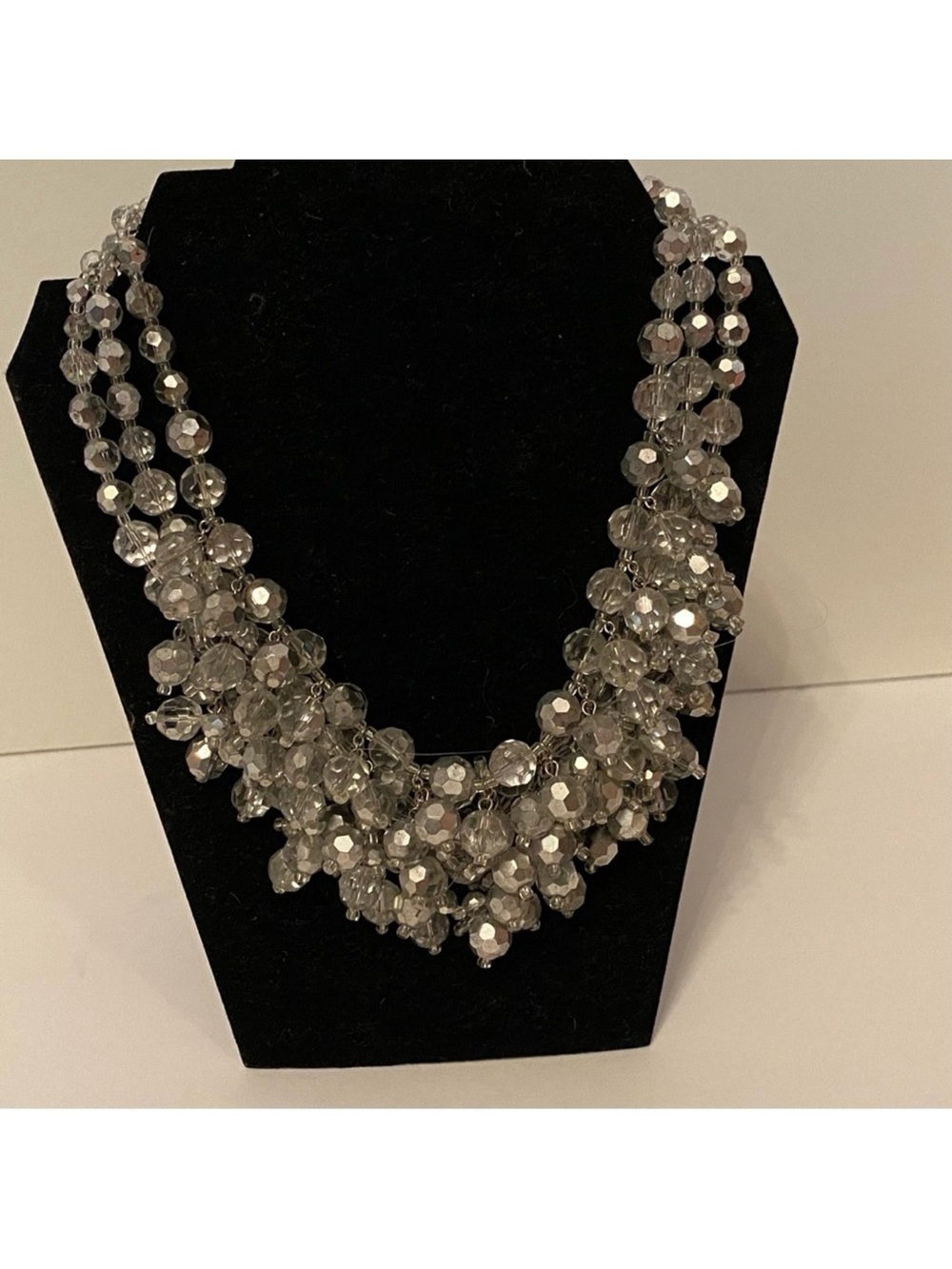 VINTAGE GERARD YOSCA NECKLACE CHOKER BIB STATEMENT CRYSTALS USA DESIGNER 16”